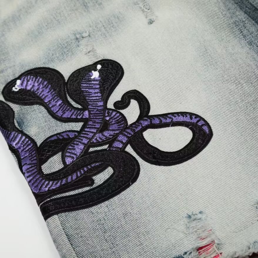 Embroidery Design Spring And Autumn New Trendy Letter Distressed Washed Cool Fashion Casual Straight Pants_mkmklike.com