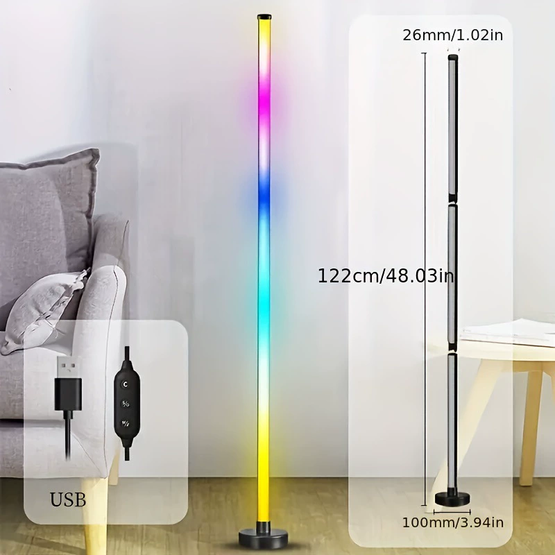 Современные угловые LED-торшеры 4/3/2/1 шт., регулируемые 48"