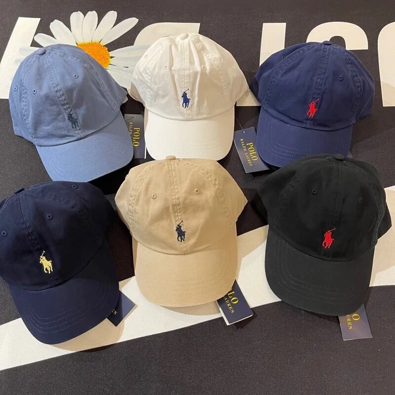 Baseball cap with QR code, RL Ralph Lauren hat, unisex cap with pony logo embroidery, gray soft top polo cap