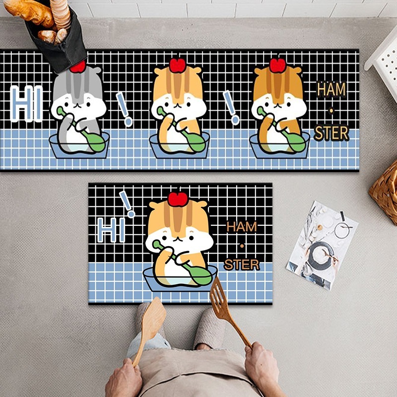 国境を越えた漫画柄フロアマット、キッチンカーペット、バスルーム入口用家庭用ロングマット、吸水性、滑り止め、汚れに強いキッチンマット|undefined
