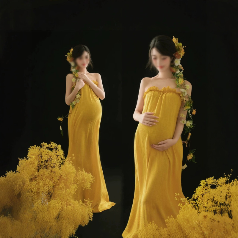 Photo Studio Simple Style Maternity Photo Shoot Dress Yellow Theme Fresh Chinese Style Pregnant Mom Art Photo Photography Clothing Photo Studio Simple Style Maternity Photo Shoot Dress Yellow Theme Fresh Chinese Style Pregnant Mom Art Photo Photography Clothing