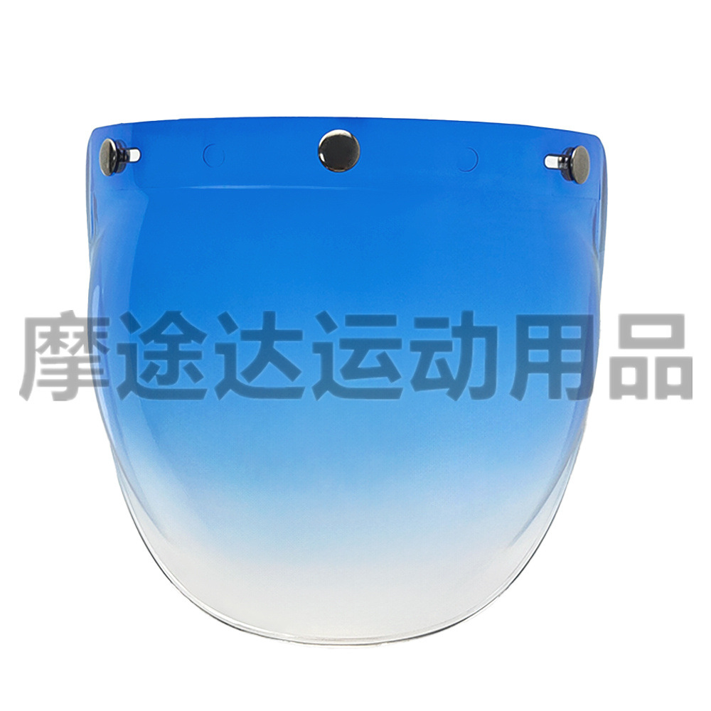Retro Motorcycle Helmet Lens with Curved Surface, Three-Button Bubble Mirror, Multi-Color Windproof and Uv Protection Shield