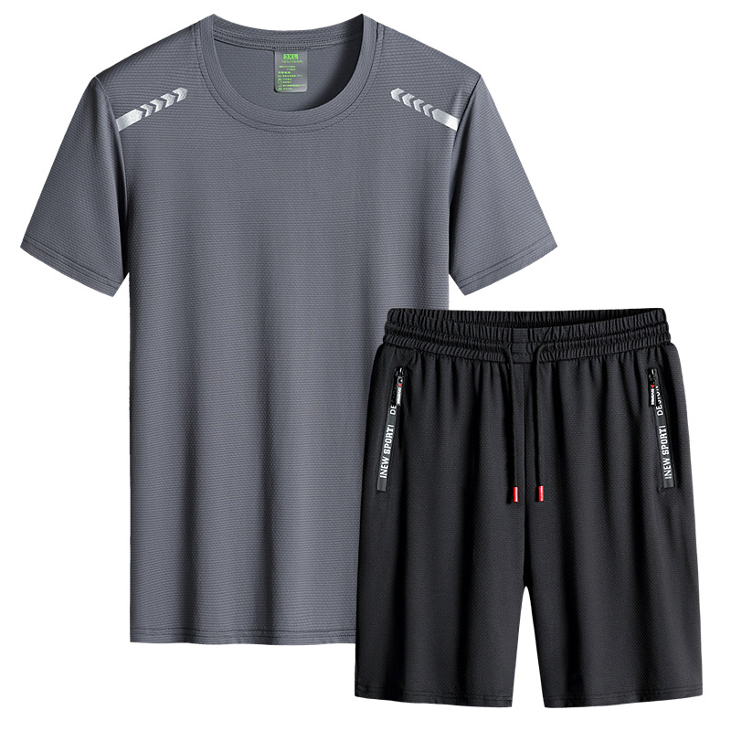Traje de los hombres 2022 traje de seda de hielo absorbente de sudor transpirable moda camiseta pantalones cortos deportes casuales verano traje de los hombres