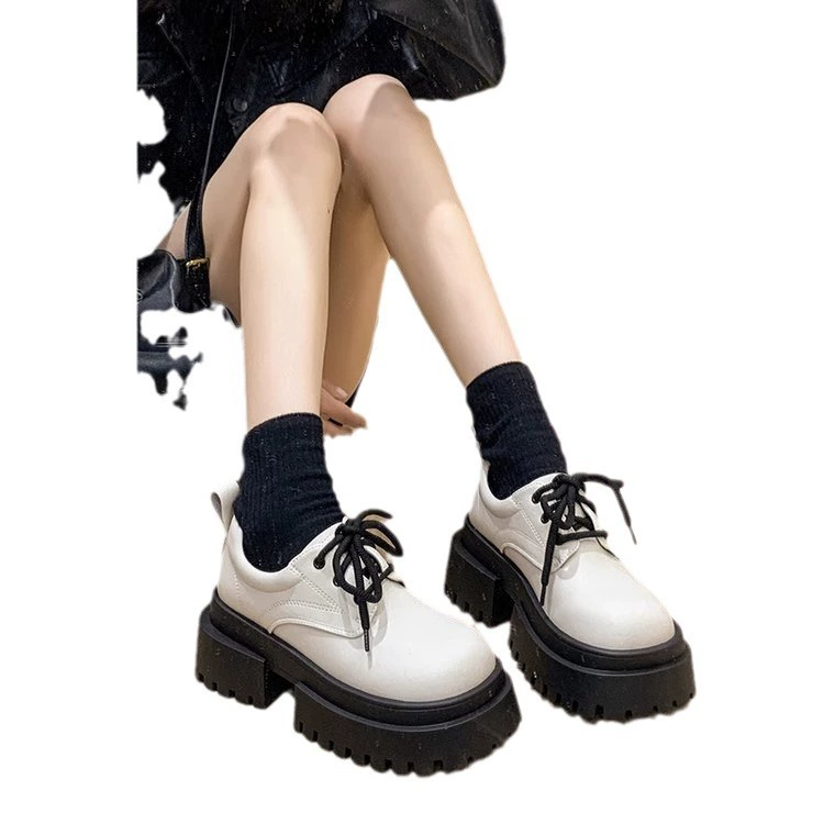 Footwear English style platform for leather shoes, loafers for leisure, British style, 2024 years, autumn, french style, French retro style