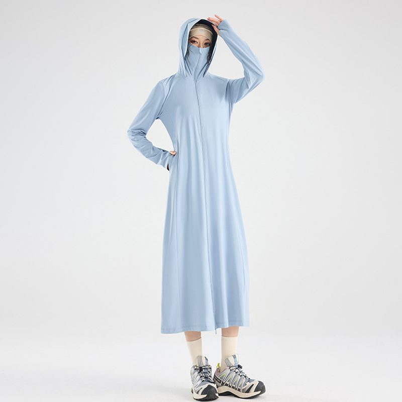 オリジナル糸ロング日焼け止め服女性のためのアイスシルク夏全身日焼け止め服夏の新 2025 通気性ビーチ日焼け止めジャケット|undefined