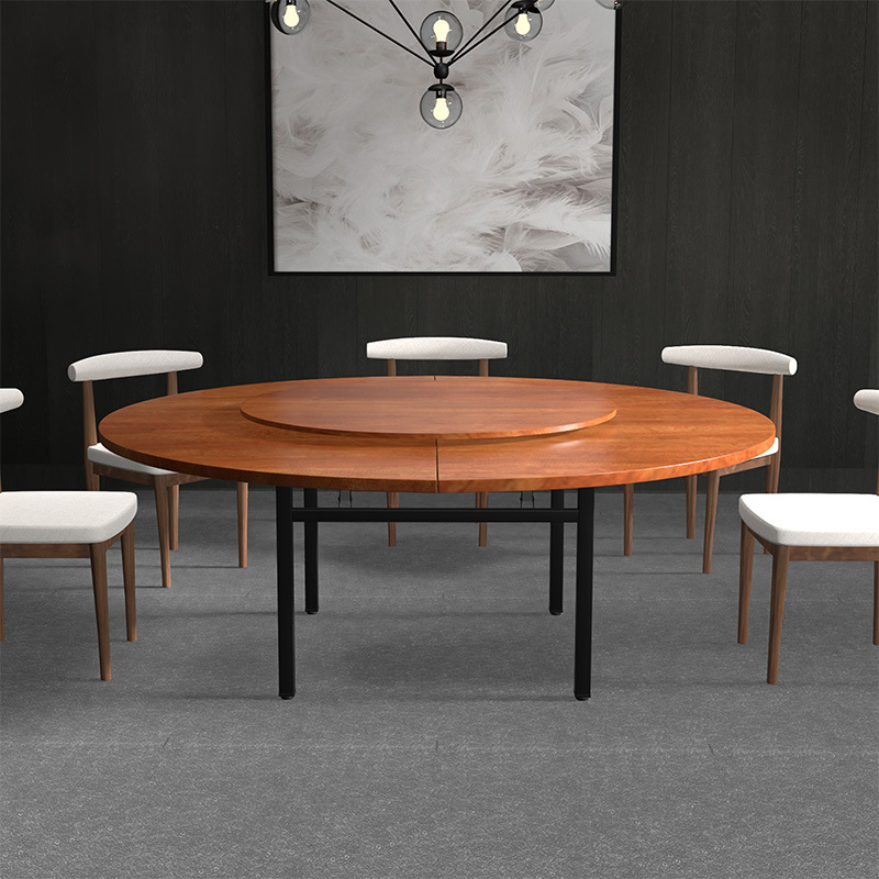Dining Table Household Small Apartment Folding Round Dining Table Commercial Rotating Disc Round Desktop Hotel Hotel Solid Wood Dining Table