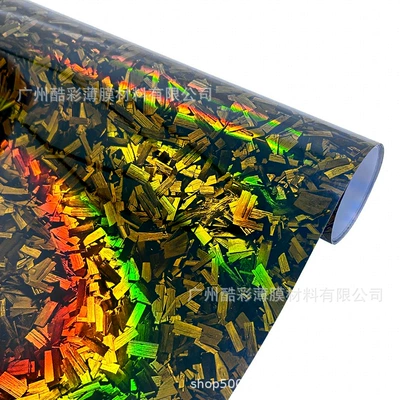 Carbon Fiber Black Film Car: Auto Color Change Film - pet-laser-flower-carbon-gold-152m16m