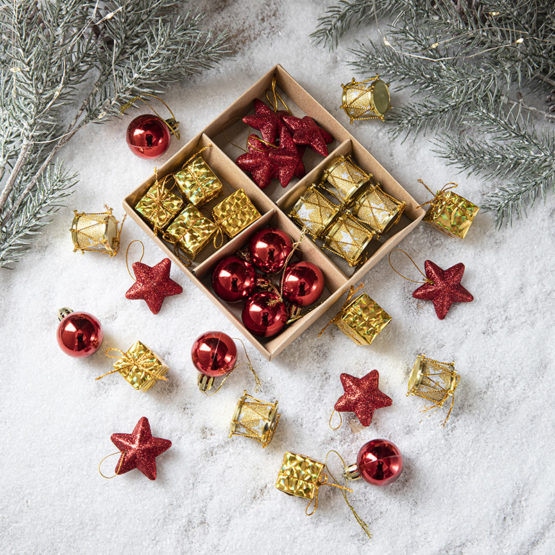 Adornos para árbol de Navidad, juego multipack, paquete de regalo grande, juego de decoración navideña en caja, accesorios de bolas coloridas, decoraciones navideñas