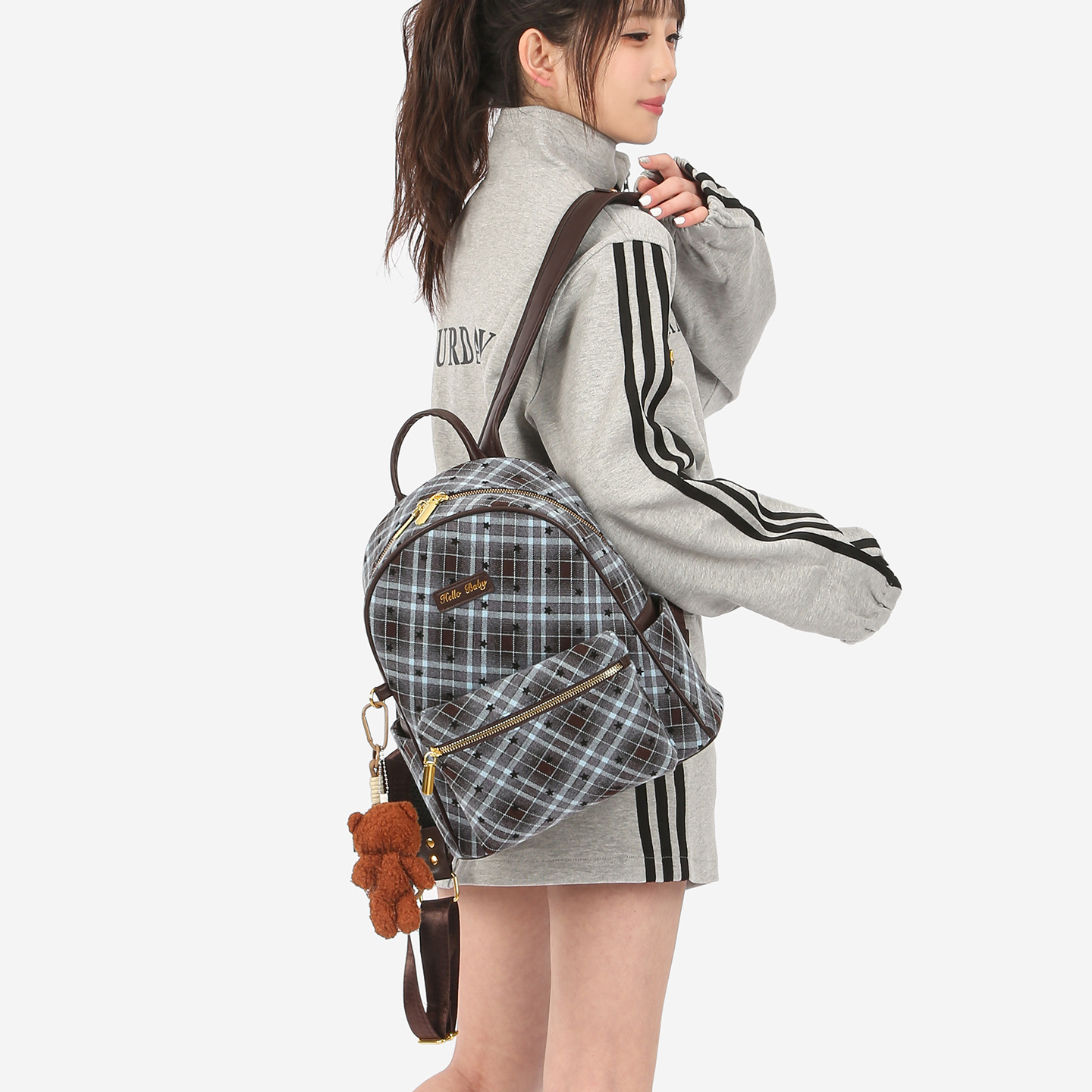 Mochila de estilo universitario de escuela secundaria modesta a cuadrícula empalmada linda pequeña estrella mochila de viaje al trabajo mochila de mujer
