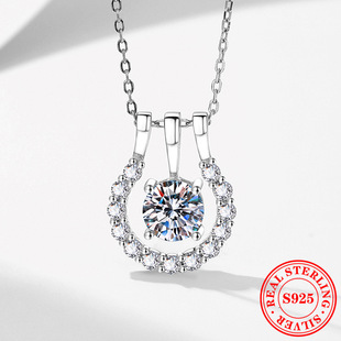 AliExpress Hot S925 Sterling Silver Pendant Moissanite Necklace 1 karat D Color Moissanite Necklace