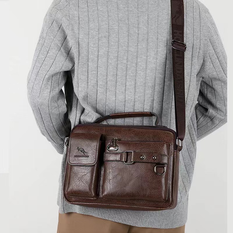 Bolso de hombro al por mayor bolso de mensajero de los hombres bolso de negocios de los hombres bolso de cuero suave bolso cruzado casual bolsa colgante de gran capacidad