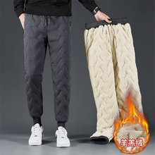 男士羊羔绒休闲裤防寒保暖棉裤加绒加厚裤子男宽松外穿羊羔绒卫裤