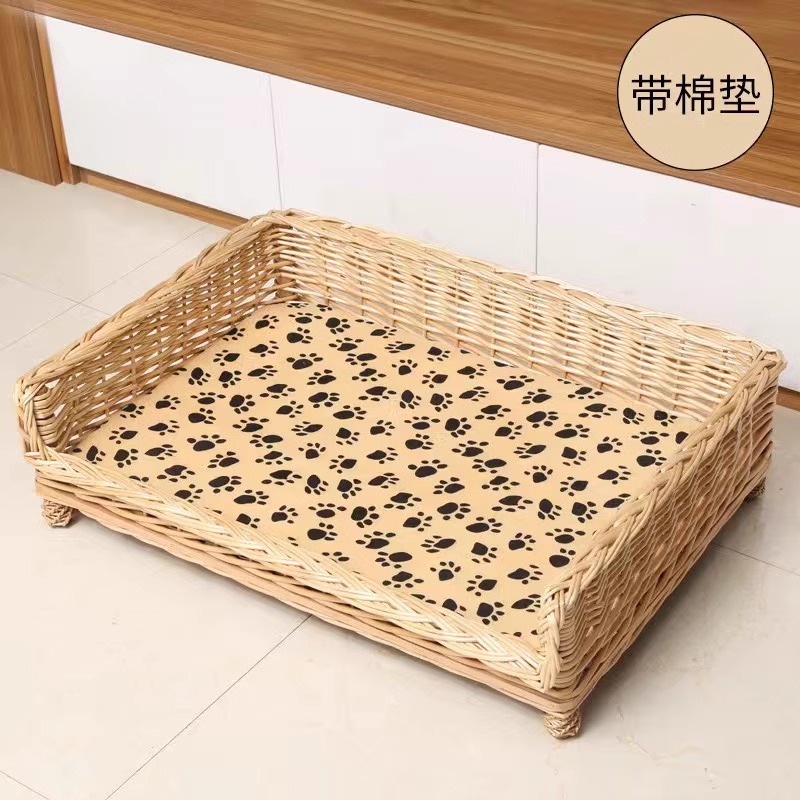 Perro tejido de ratán Perro mimbre mimbre Perro mediano y grande Nido para mascotas extraíble y lavable disponible en todas las estaciones Teddy Satsuma Cama para perros Golden Retriever Nido para gatos