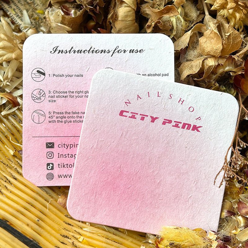 High-end wearing armour display cardboard Pink Gradient cotton art paper nail art special card logo instructions
