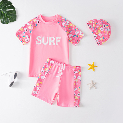 Children's Swimwear Boys Girls Swimwear 2024 New Girls Middle and Large Children Cartoon Split Suit Swimwear Wholesale