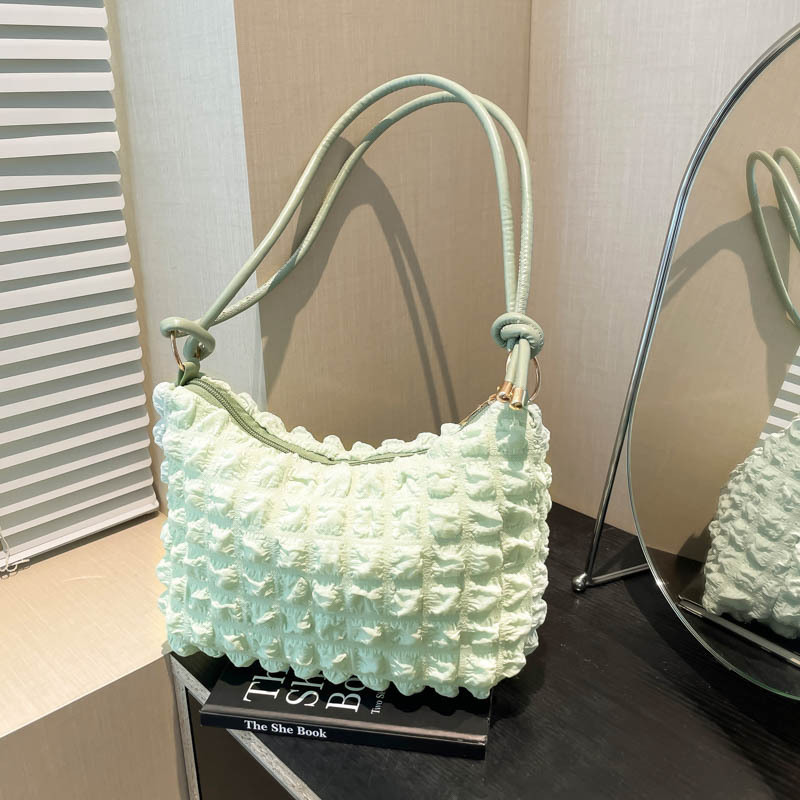 2025 New White Chocolate Cream Same Style Shoulder Bag Underarm Bag Women's Niche Cloud Bubble Light Luxury Texture Versatile 2025 New White Chocolate Cream Same Style Shoulder Bag Underarm Bag Women's Niche Cloud Bubble Light Luxury Texture Versatile