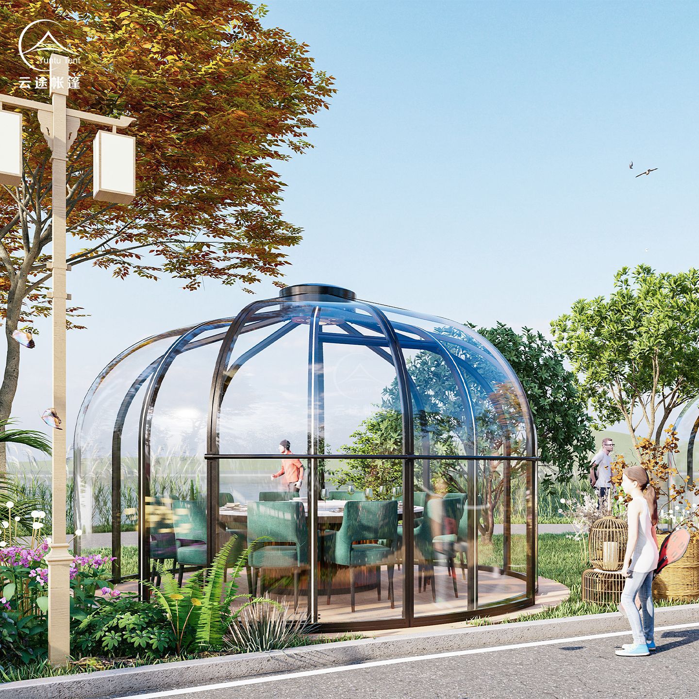 Habitación al aire libre estrella en línea restaurante PC bubble house patio sala de sol móvil hotel esférica cabina de tienda de campaña
