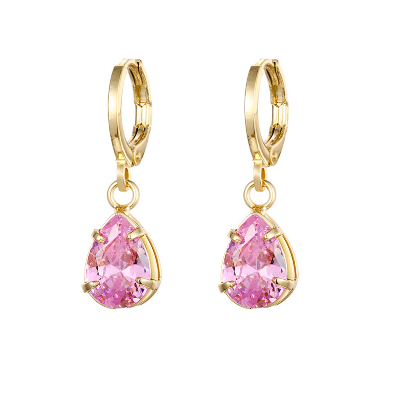Inlay Design 1 Pair Simple Style Classic Style Water Droplets Inlay Copper Zircon Drop Earrings