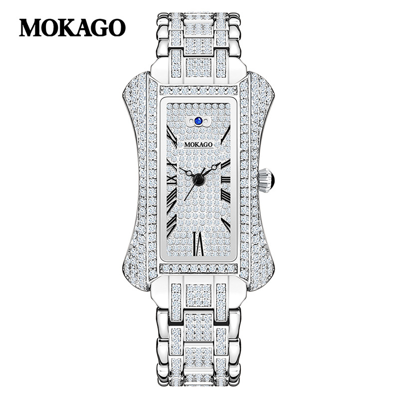MOKAGO MOMO YANGGAO 8120 reloj de lujo ligero con diamantes completos en forma de estrella aerodinámica reloj de mujer con diamantes completos reloj de cuarzo