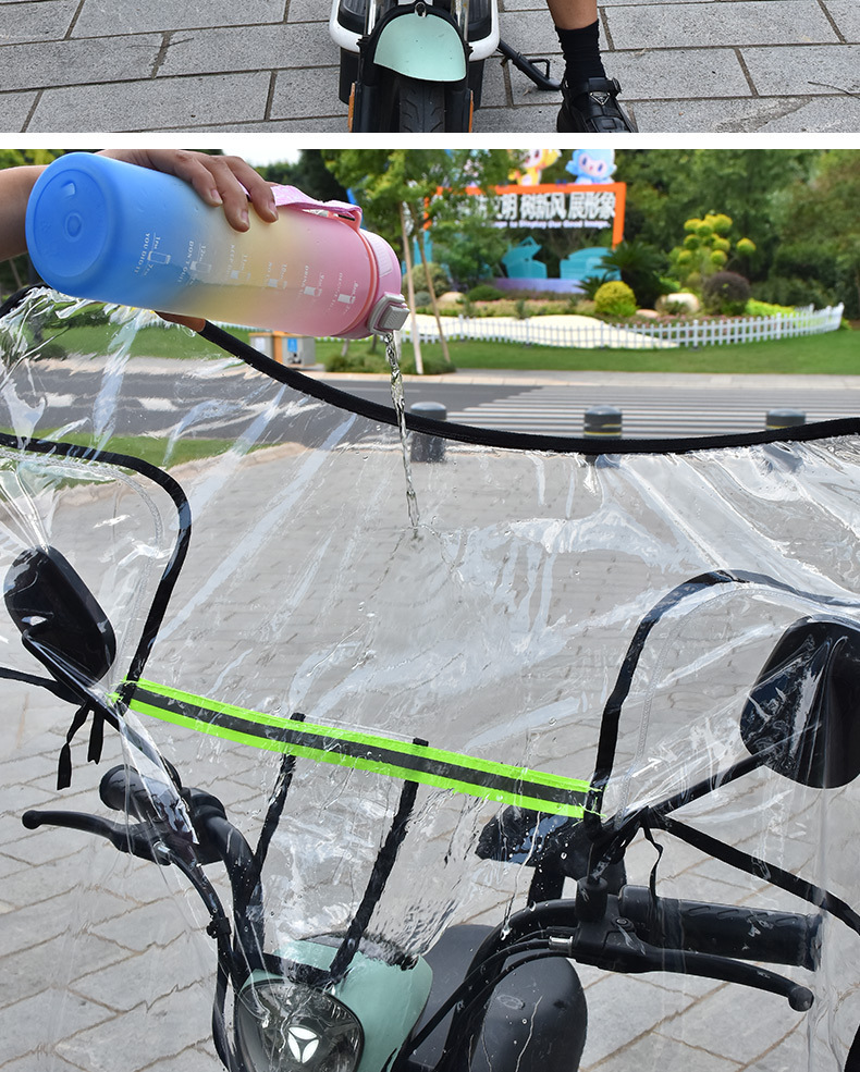 Electric Motorcycle Windshield Transparent Cold-Proof Rain-Proof Wind Shield with Basket, Electric Scooter Widened and Thickened Rain Shield