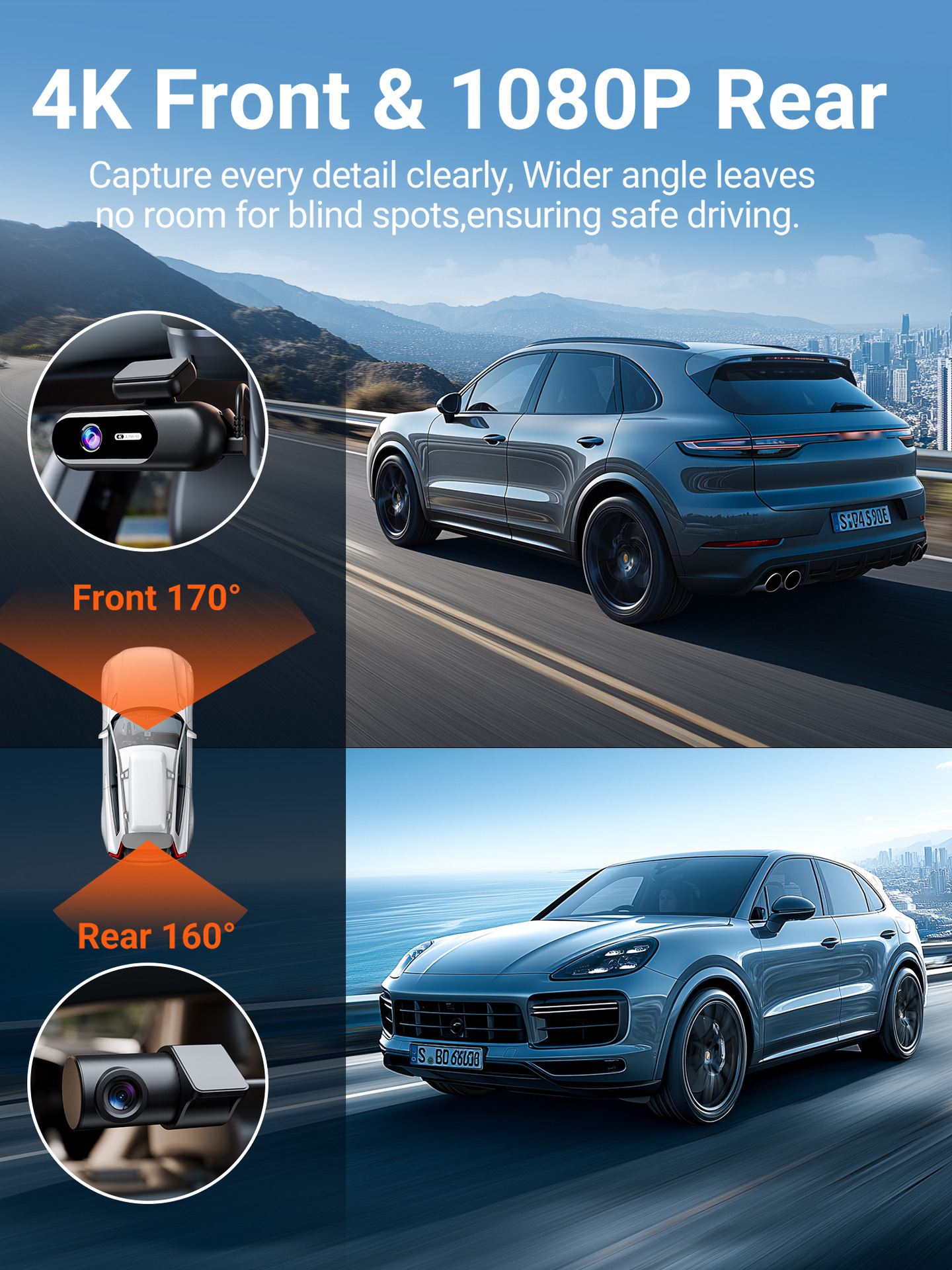 Cross-border single/dual-lens hidden dashcam, 4K high-definition wireless WIFI hidden recorder