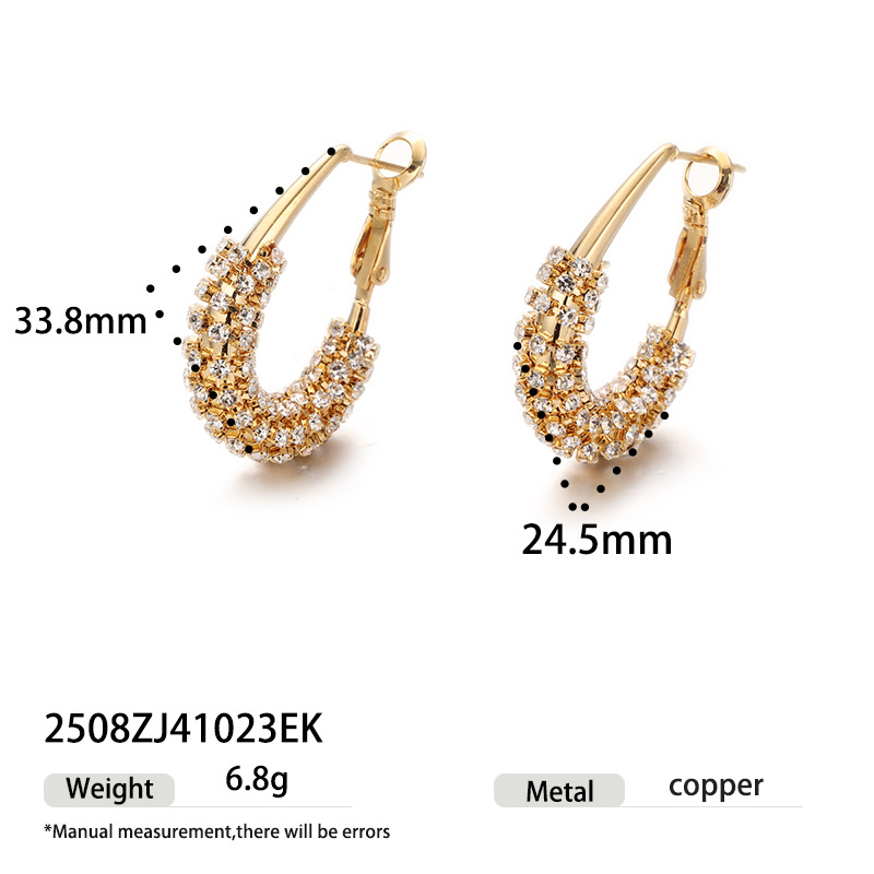 Bronce chapado en oro de 18 quilates de moda europea y americana botones de orejas de alta calidad canasta plateada incrustada orejas de zircon simple y versátil