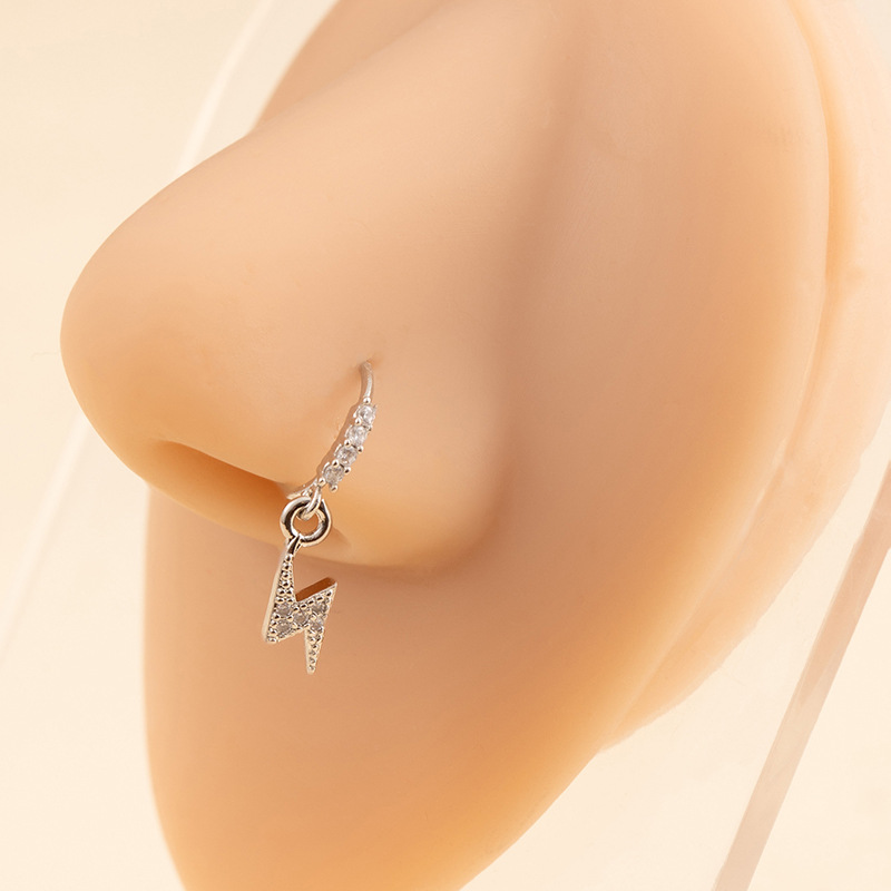 Copper Zircon Nose Piercing Ring Butterfly Heart And Cross_voghion.com