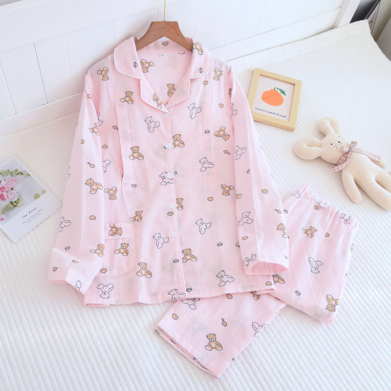 ZHYピンクベアーガーゼ月子服