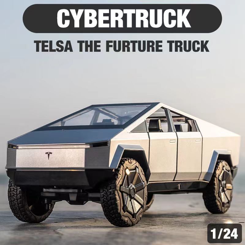 1:24 simulation Tesla pickup model simulation alloy sound and light children's toy boy gift cross-border foreign trade 1:24 simulation Tesla pickup model simulation alloy sound and light children's toy boy gift cross-border foreign trade