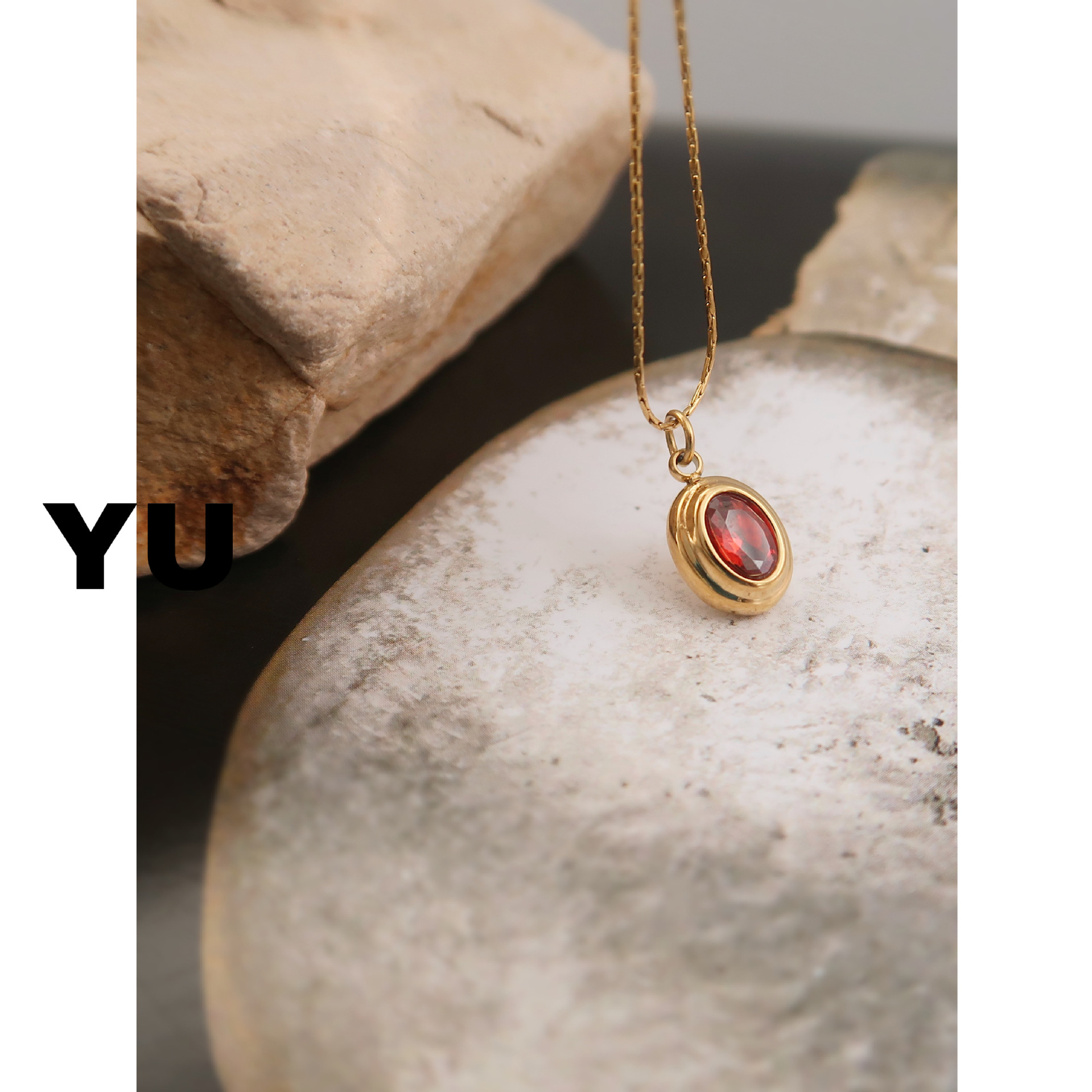 10g Weight Zircon Inlay Material Pendant Necklace Classification 1 Piece Quantity Daily Occasion Titanium Steel Material Oval Pattern Women's Gender Plating, Inlay Design Retro Style Titanium Steel Retro Oval Plating Inlay Zircon Pendant Necklace 6