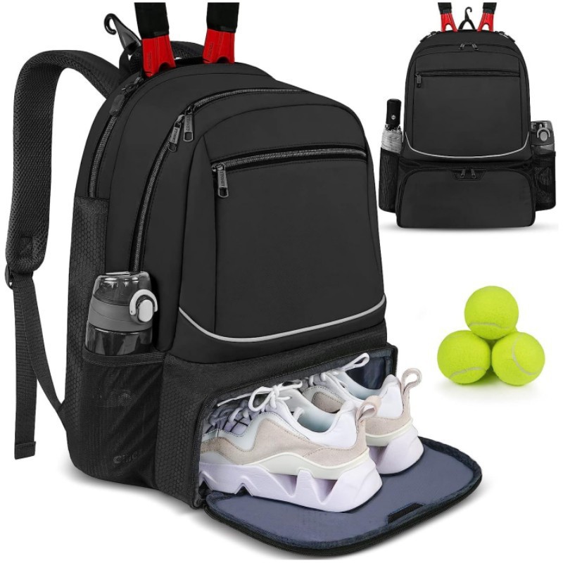 Amazon venta caliente bolsa de raqueta mochila de raqueta deportiva de gran capacidad de viaje estratificado bolsa de almacenamiento de zapatos almacén independiente