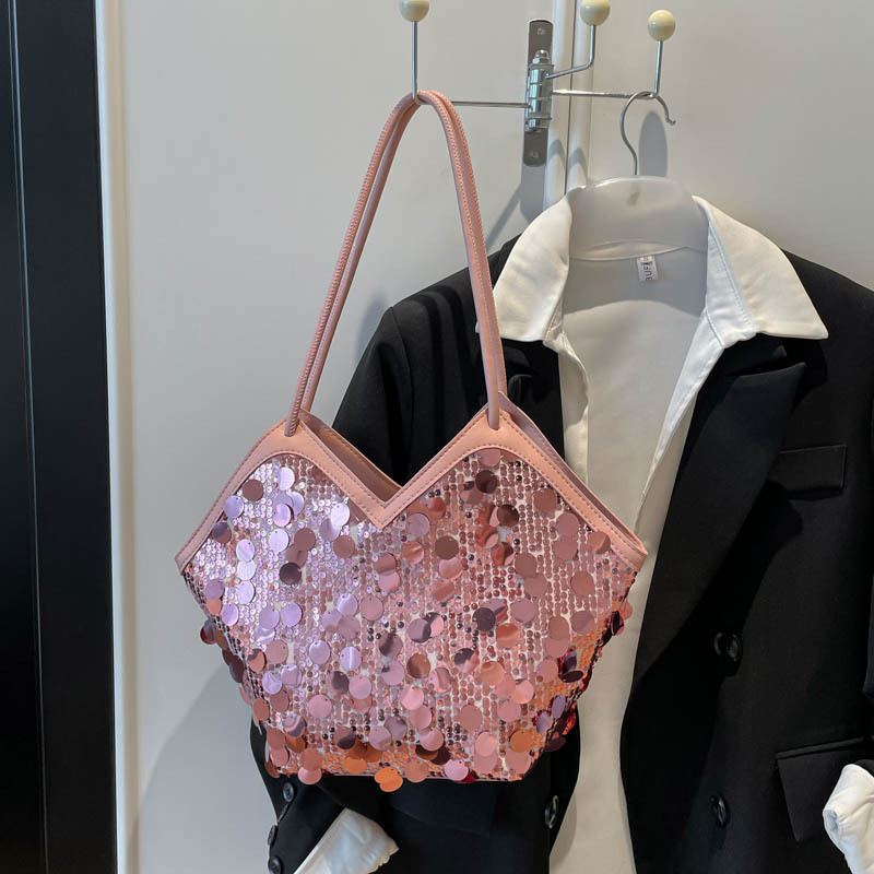 Stylish Sequin Shoulder Bag For Women Large Capacity Tote Handbag_voghion.com