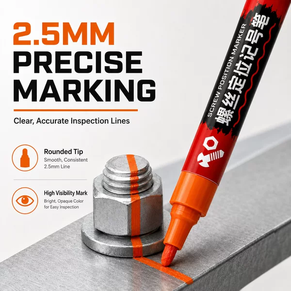 Screw positioning marker pen 2.5mm, waterproof, oil-resistant, quick-drying, industrial auto repair nut anti-loosening marking pen