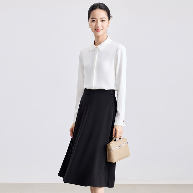 2025 Spring and Autumn Style Professional Formal Outfits for Commuting and Interviews, A-Line Long Skirt, Fashionable Umbrella Skirt