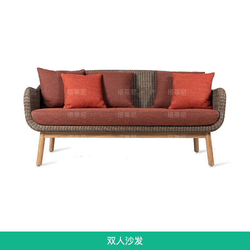 Sofá de exterior para patio, jardín, casa de huéspedes, muebles de ocio, balcón al aire libre, conjunto de sofás de ratán impermeables y resistentes al sol