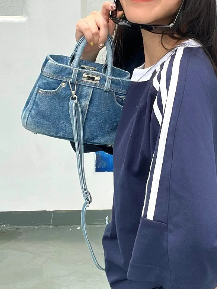 Internet celebrity's same style denim fashionable and casual versatile handbag, personalized commuting shoulder_voghion.com