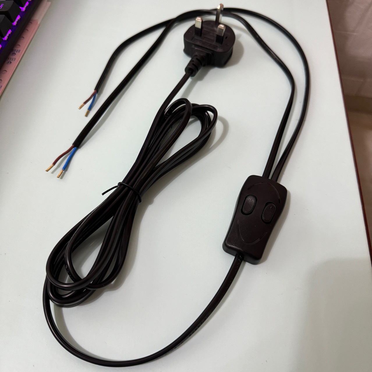 台灯双控双联两用开关电源线台灯插头线双开关电源全铜芯线英规插