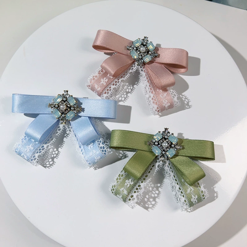 (Cross-border trading), Korean cute fresh fuchsia brooch with bow pearl, bow tie