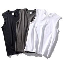 重磅夏季运动背心韩风男士纯棉短袖健身潮牌白色宽松无袖坎肩t恤