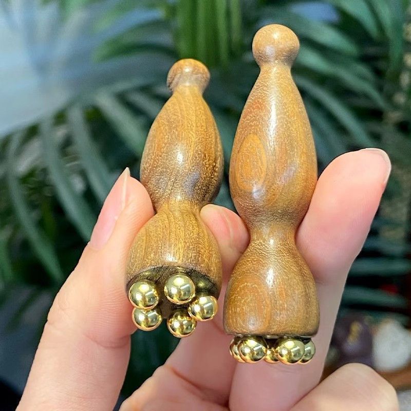 家用小莲蓬按摩器眼部点穴专用脸部按摩疏通经络紫光檀款拨筋棒|undefined