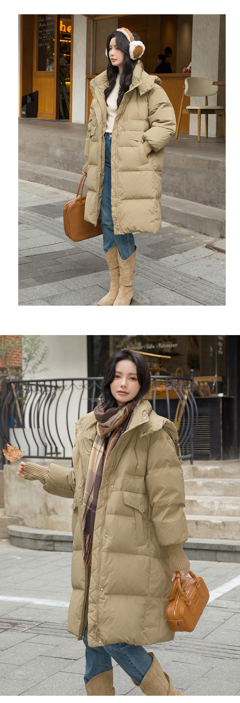 Damen Daunenmantel Winter Lang Mit Kapuze Warm Oversize Stil_voghion.com