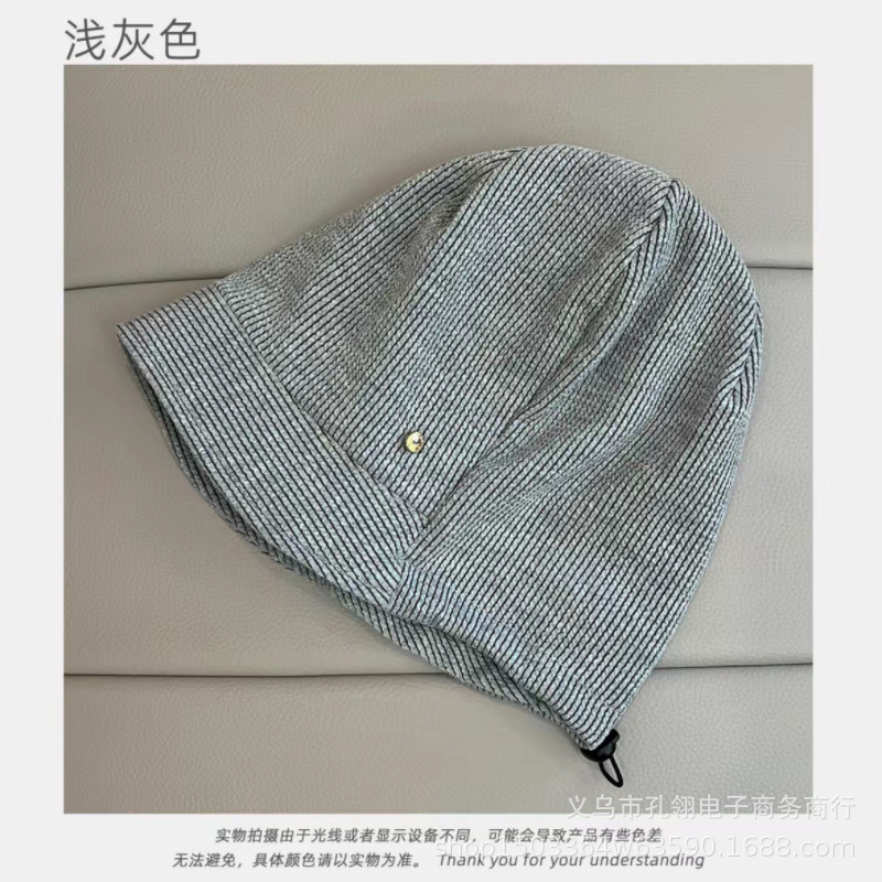 秋冬新款三合一针织堆堆帽女日系复古高级感冷帽百搭显脸小包头帽|undefined