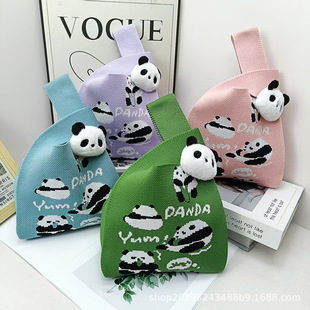 Factory Direct Sales Panda Bag Knitted Bag Handbag Handbag Woven Bag Holiday Gift Bag Companion Gift Bag