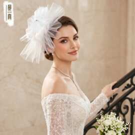 曼真 欧美个性夸张大花朵硬纱发箍面纱 发饰婚礼宴会女士配饰MA04