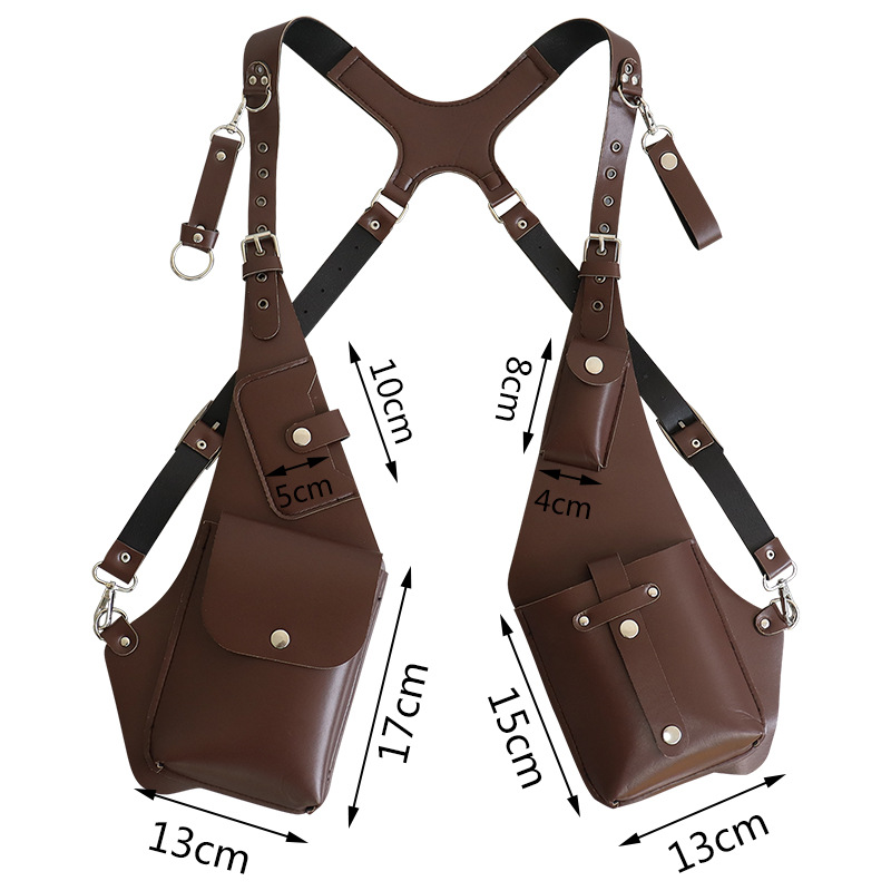 2025 Amazon Cross-border delantal europeo y americano retro PU correa de cuero para axilas bolso para hombre y mujer al aire libre para teléfono móvil