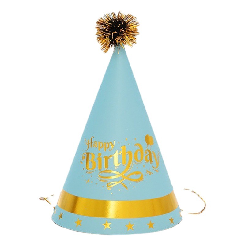 Sombrero de papel, sombrero de cumpleaños para niños de oro negro, gorra de pastel flash para adultos, gorra de bola, sombrero de fiesta, suministros de decoración