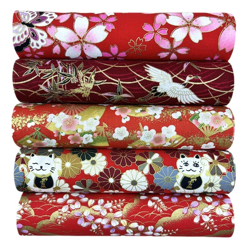 Tejida floral estilo japonés hand made algodón juego de tela estampada japonesa patchwork de bricolaje hecho a mano pequeña cabeza de tela floral 5 piezas