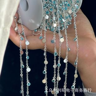 diy Chain Fairy Spirit 4mm Blue Edged Disc High Temperature Color Retention Handmade Chain Bracelet Necklace Clothing Accessories