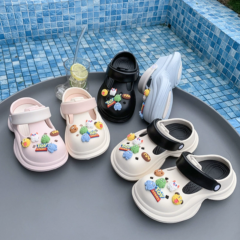 Толстоподошвенные сабо для увеличения роста для верхней одежды, лето 2025, новые повседневные сабо на толстой подошве с противоскользящей подошвой, без застежек.