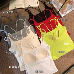 衣架款顯瘦舒適遮副乳時尚簡約一體式帶胸墊內搭外穿百搭吊帶背心